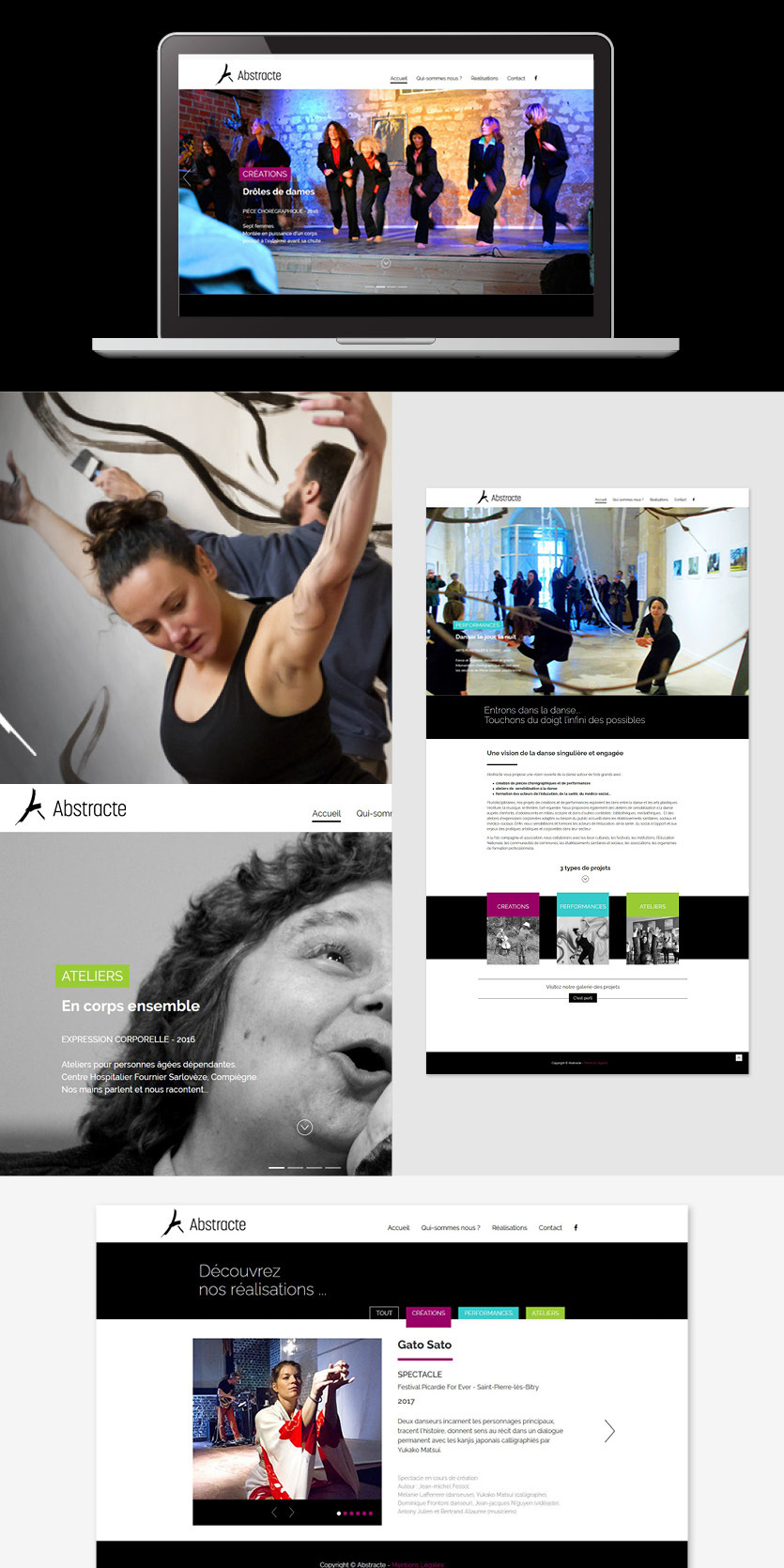 Création du site internet vitrine d'Abstracte, compagnie de danse contemporaine dans l'Oise